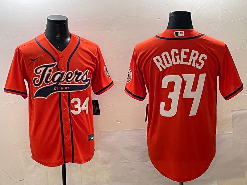 Men Detroit Tigers #34 Rogers Orange Joint Name Game 2025 Nike MLB Jersey style 3